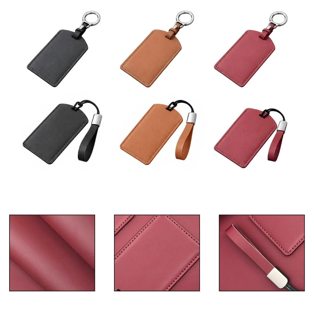 Stitched Key Card Case with Ring 1