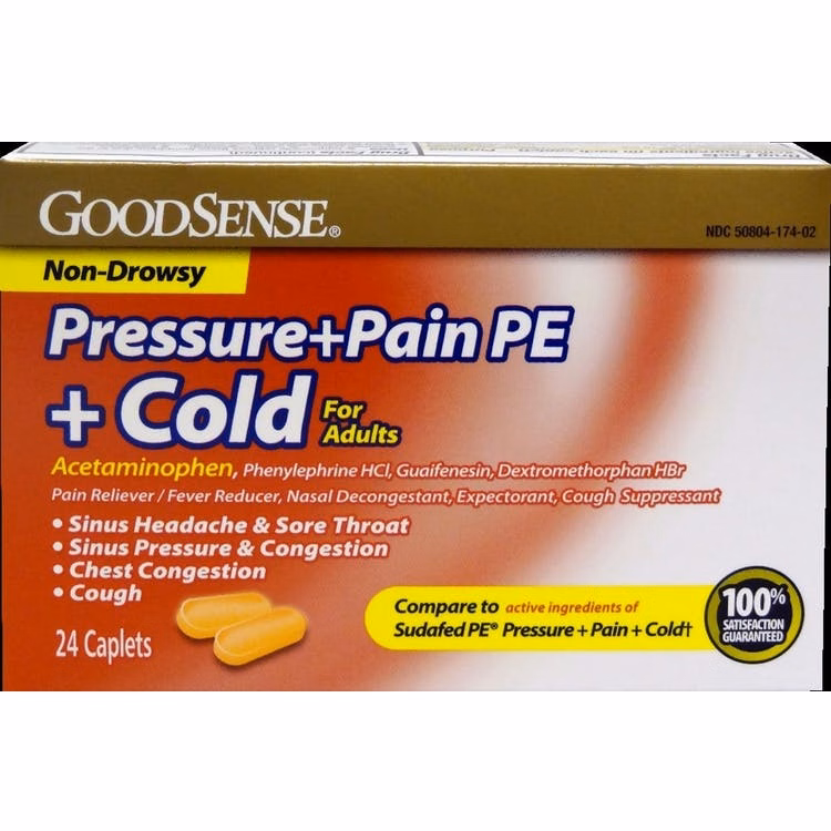 GoodSense Pressure + Pain PE + Cold Caplets - 24 Pack