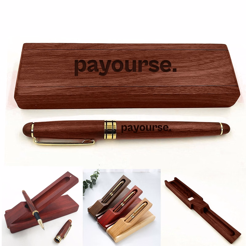 GreenGift - EcoLuxe Rosewood Roller Pen Set