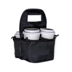 Reusable Coffee Cup Holder 4 Cup Collapsible Tote Bag with Organizer Pockets 1