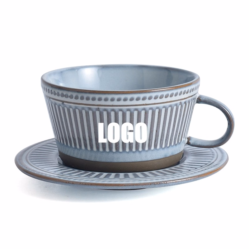 Custom 10 oz Ceramic Coffee Mug Saucer Set