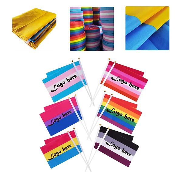 MOQ50 100D Polyester Hand Flag For Promotions 1