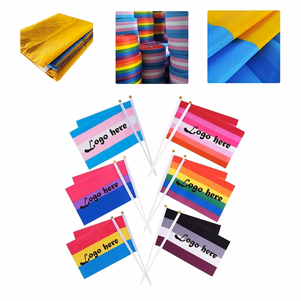MOQ50 100D Polyester Hand Flag For Promotions