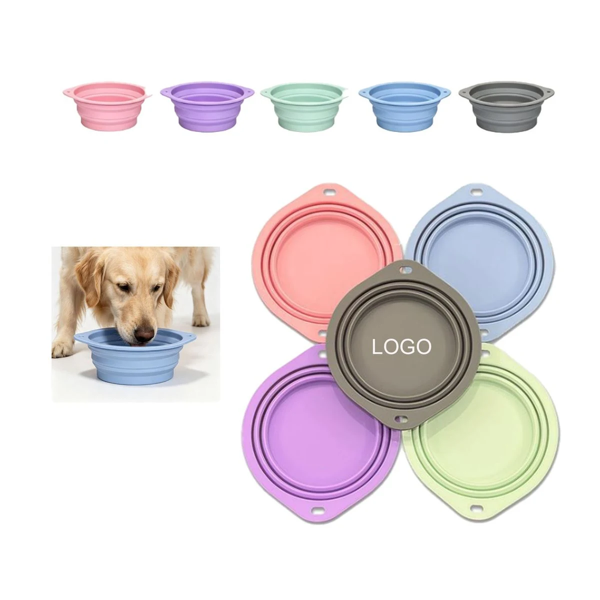 Food Grade Collapsible Silicone Travel Pet Bowl 1