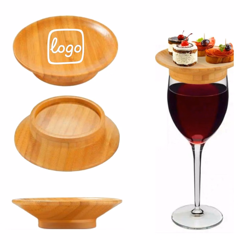 Glass 4" Wooden Wine Cover Coaster