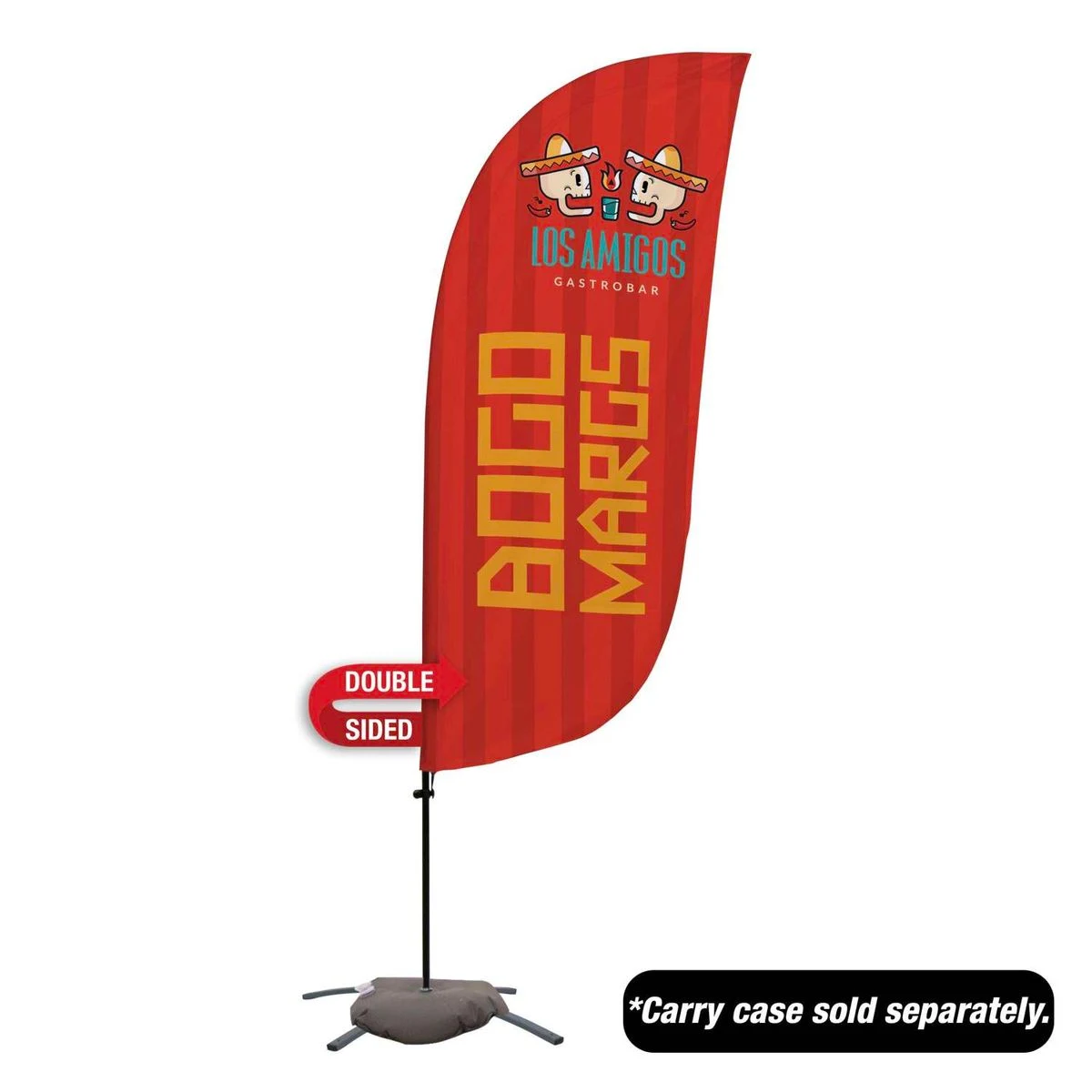 7.5' Value Feather Sail Sign Kit Double-Sided with Cross Base 1