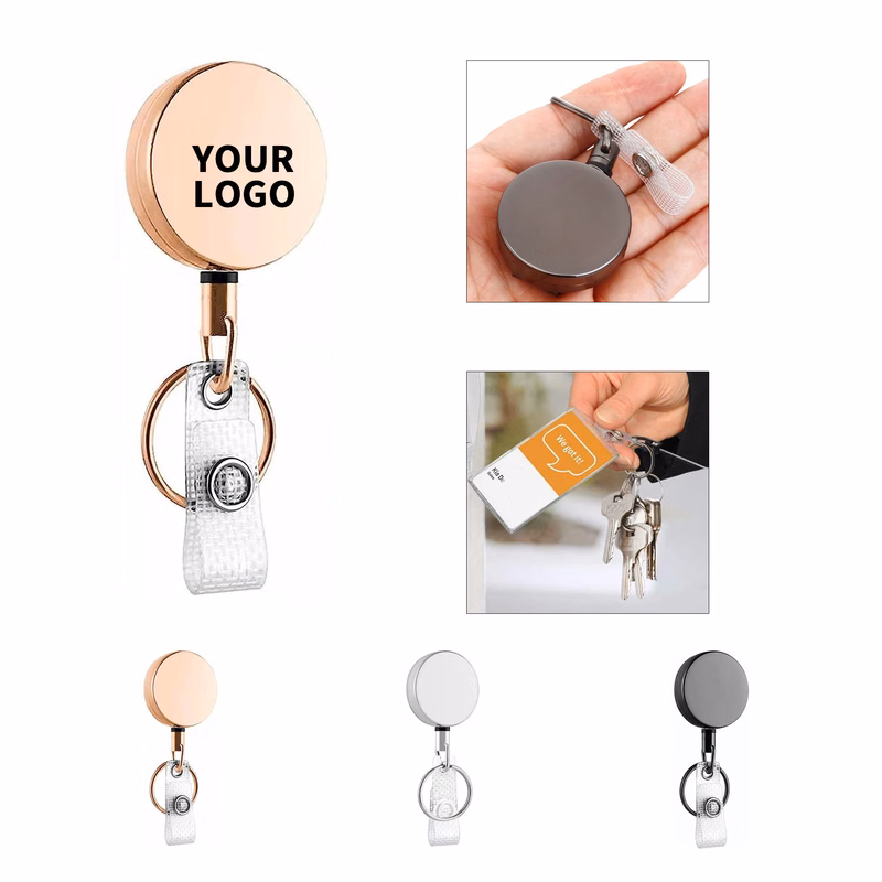 Metal Round Badge Reel With Belt Clip