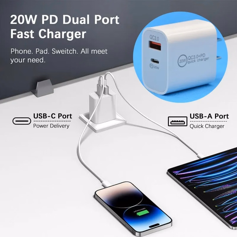 20W USB-C & USB-A Wall Charger Block