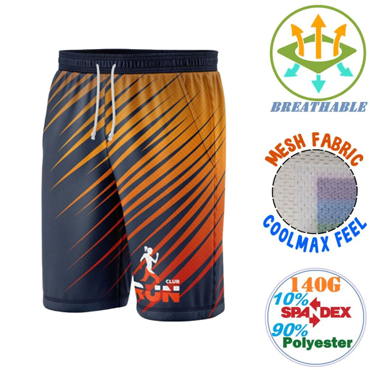 Men's 160 GSM Birdseye Mesh Performance Coolmax Short, Soft & Stretchy 1