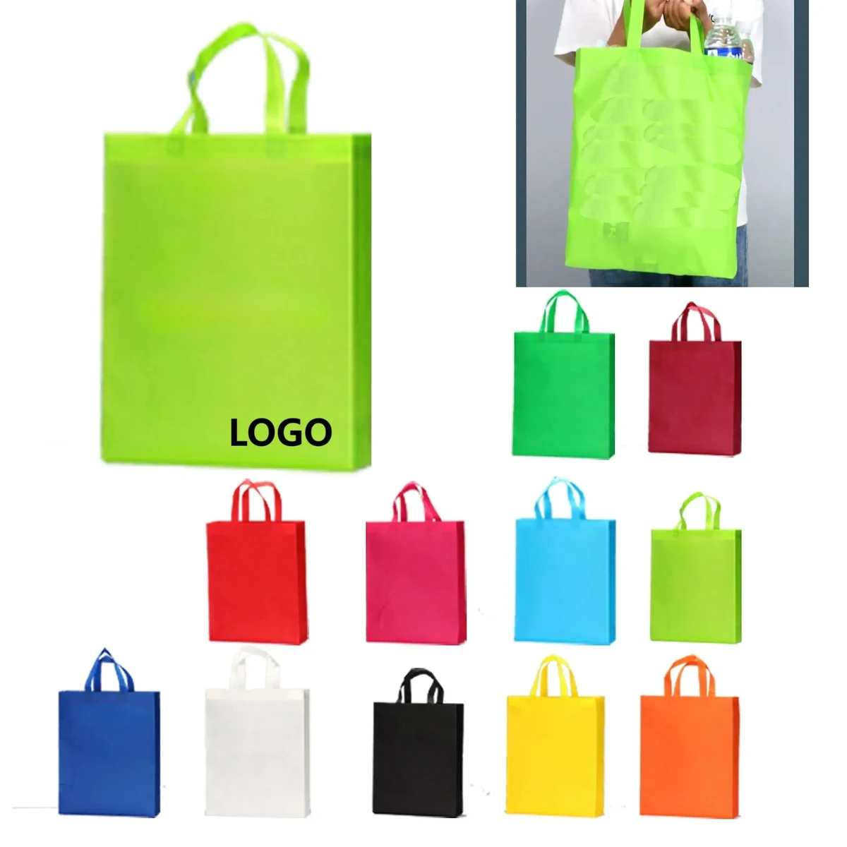Reusable Non-Woven Grocery Tote Bag 11.8"x15"x3.9" 1