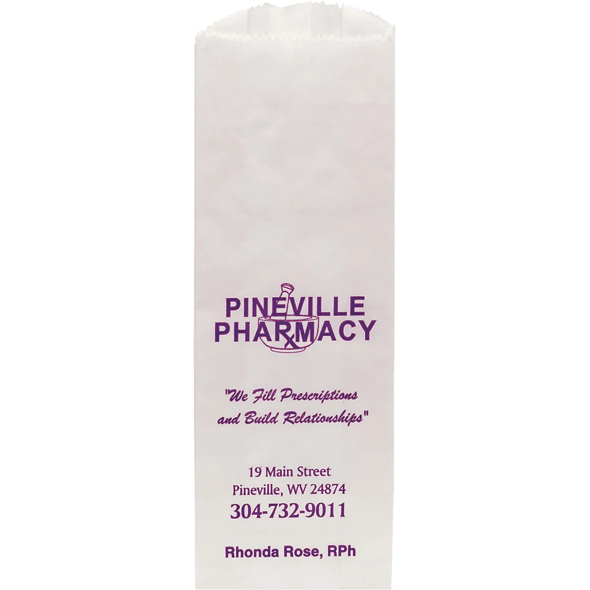 White Paper Pharmacy Bags - 3-1/2" x 2" x 10-1/4" 1