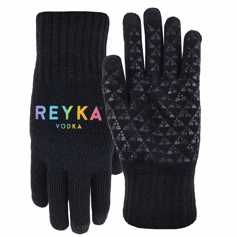 Deluxe Knit Text Gloves with Gripper Palm with Oversized DTF on Top of Hand