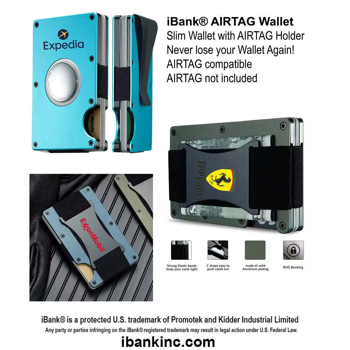 iBank ® AirTag-Compatible Slim Metal Wallet 1