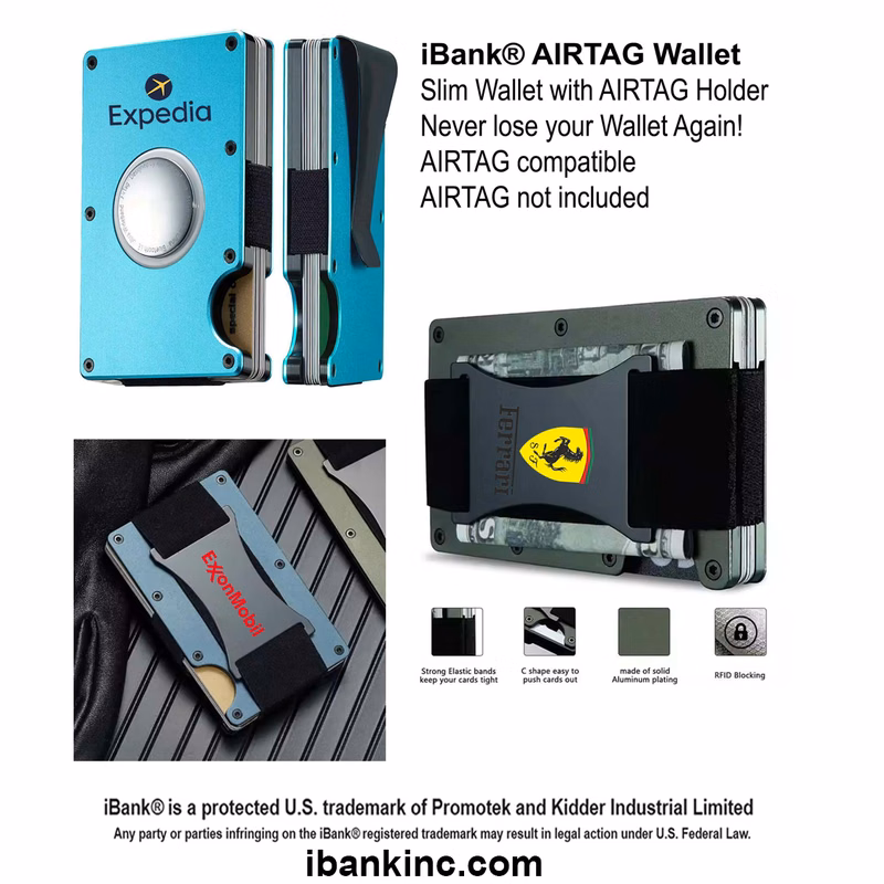 iBank ® AirTag-Compatible Slim Metal Wallet