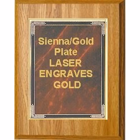 7" x 9" Oak Finish Plaque with a Sienna Marble Mist Plate