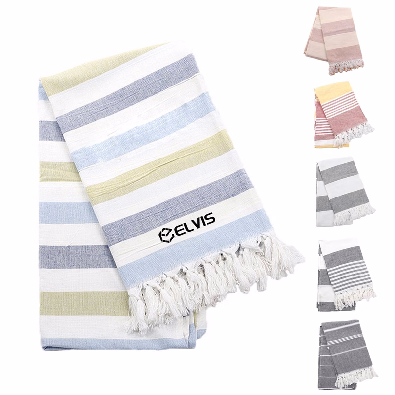 Cotton Turkish Fringe Striped Beach Towel