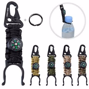 Versatile Survivor Rope Key Chain With Compass And Bottle Holder