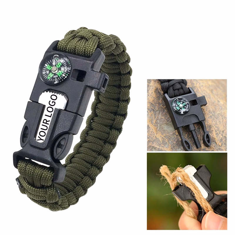 Adjustable Paracord Survival Bracelet for Hiking