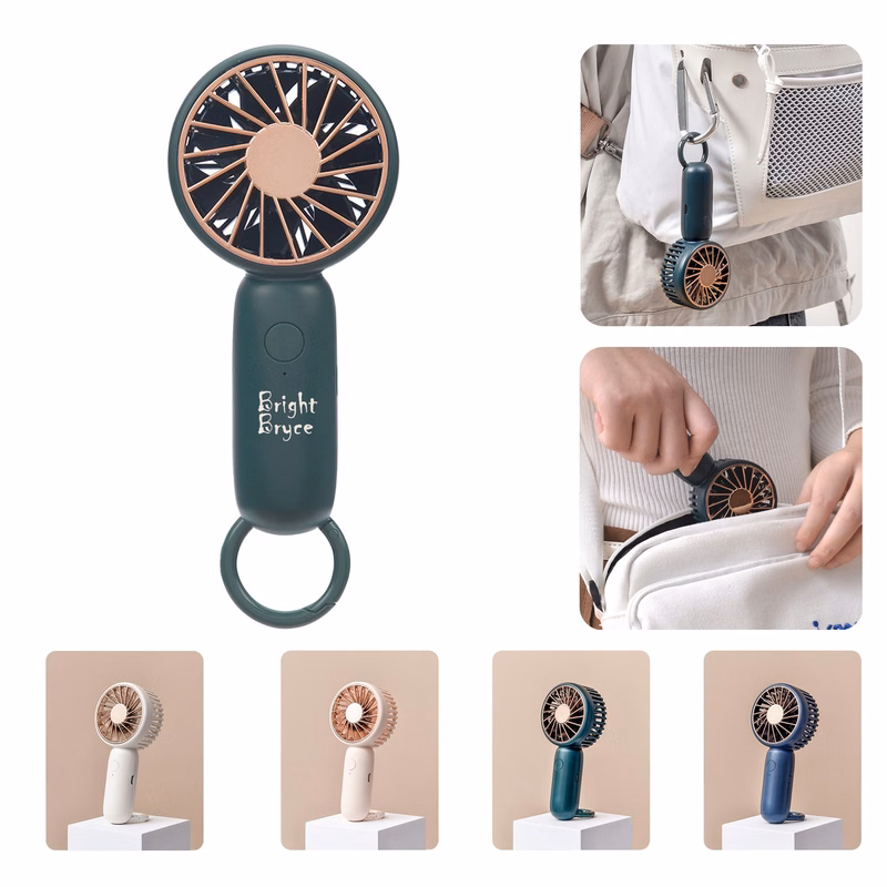 Portable Fan w/ Carabiners USB Rechargeable Mini Handheld Fan