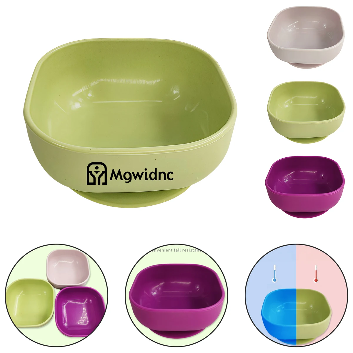 Square Silicone Baby Bowl with Suction Base 1