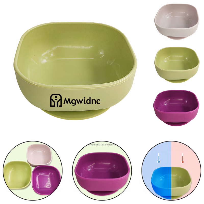 Square Silicone Baby Bowl with Suction Base