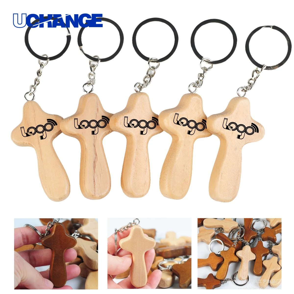Wood Cross Keychain 1