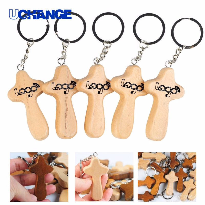 Wood Cross Keychain