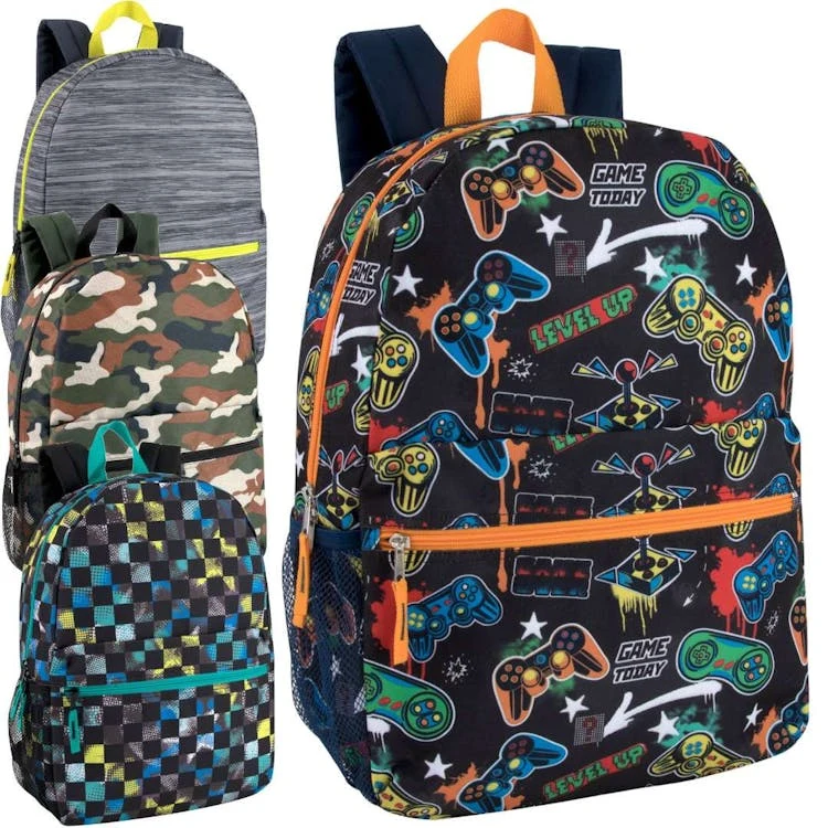 17" Printed Backpacks for Boys Assorted 1