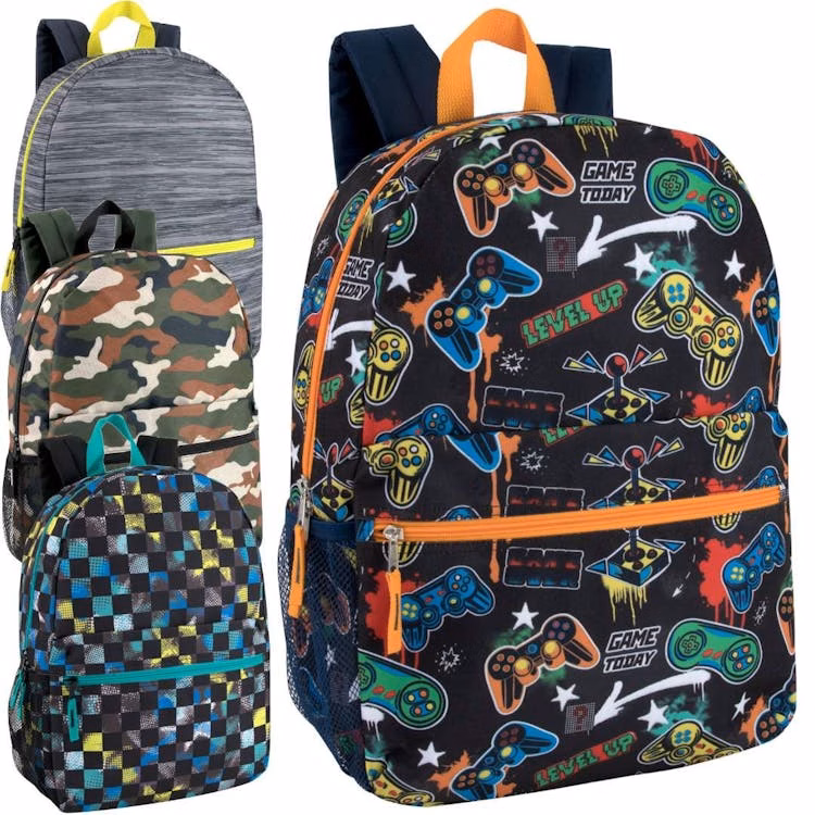 17" Printed Backpacks for Boys Assorted