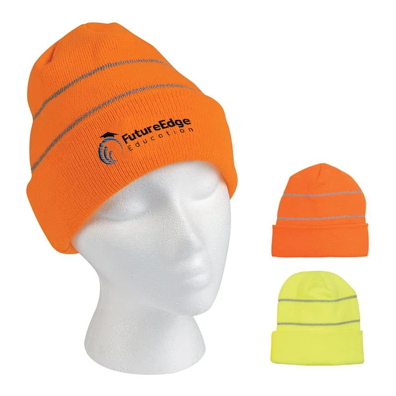 Knitted Beanie with Reflective Straps 1