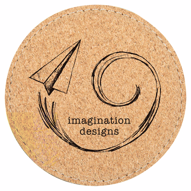 4" Rustic Round Cork Coaster with Stitching