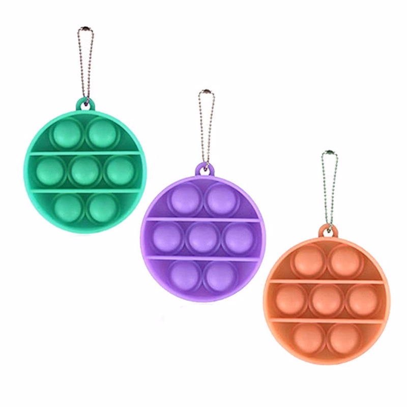 Round Push Popping Bubble Keychain