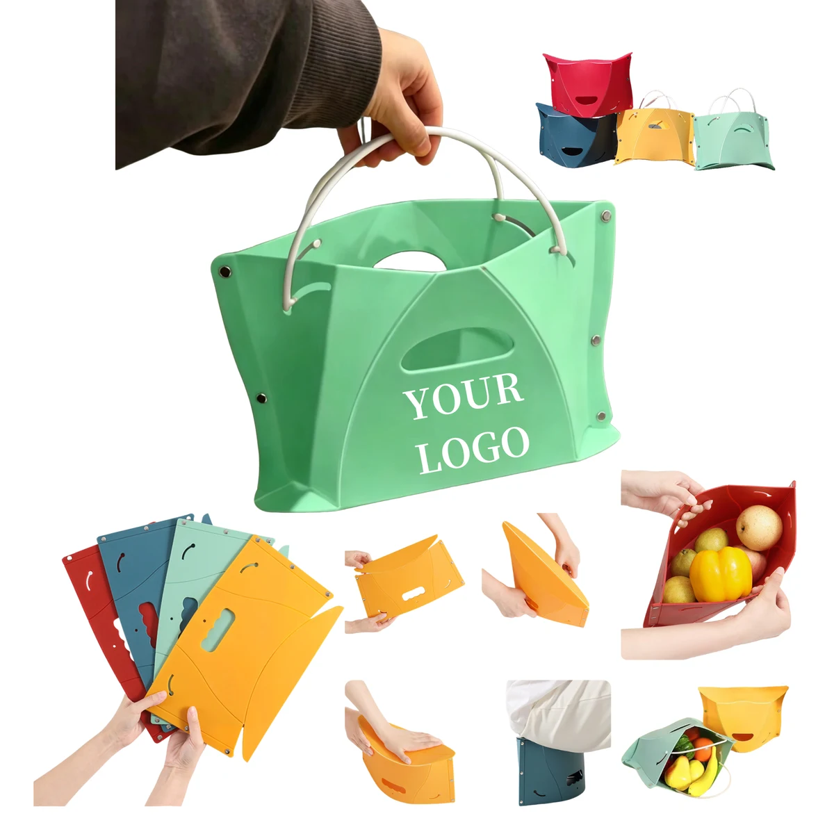 Foldable 2-in-1 Stool Storage Basket 1