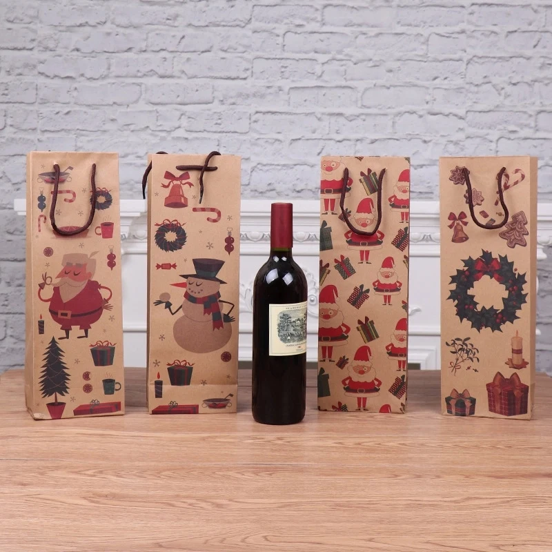 Christmas Kraft Paper Wine Gift Bag 1