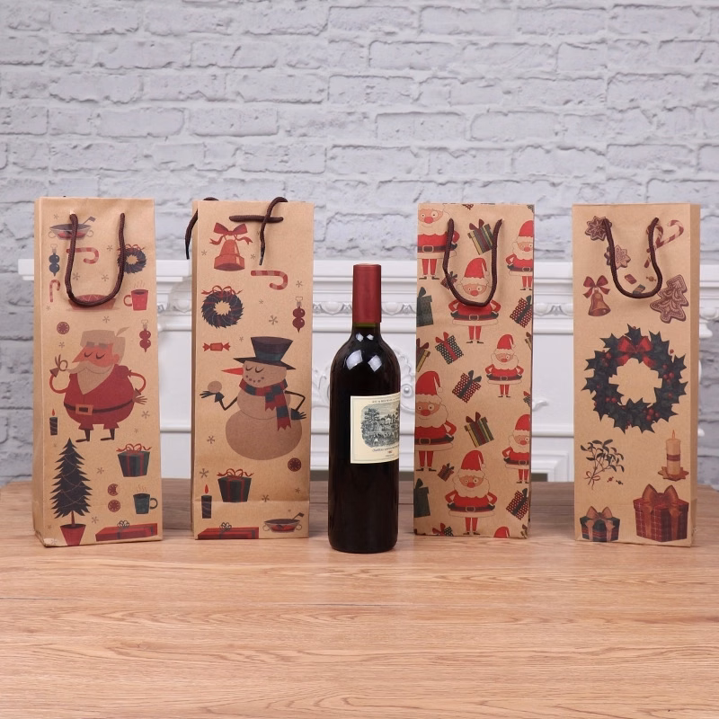 Christmas Kraft Paper Wine Gift Bag