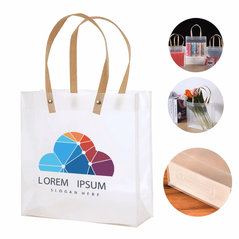 White Clear Frosted Plastic Gift Bag