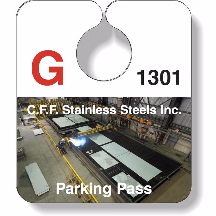 .020 White Gloss Plastic Parking Tag / Permit (3.13"x3.63"), Full Colour