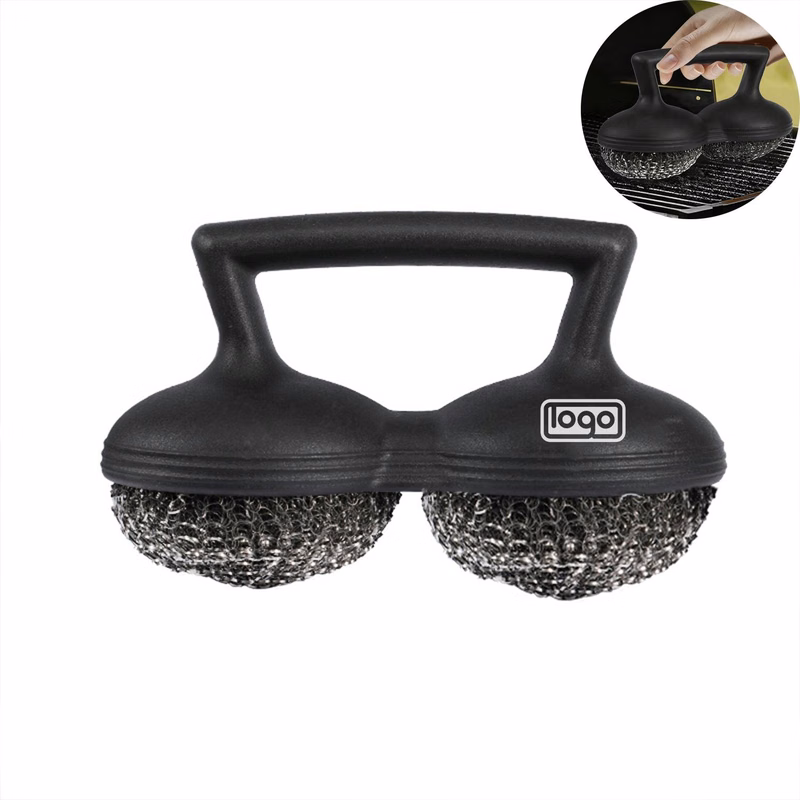 Dual Steel Wool BBQ Grill Cleaning Brush