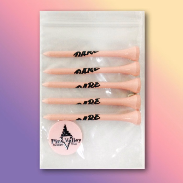 Poly Bag Pack w/ Five Pink 2 3/4" Tees & 1 Pink Marker