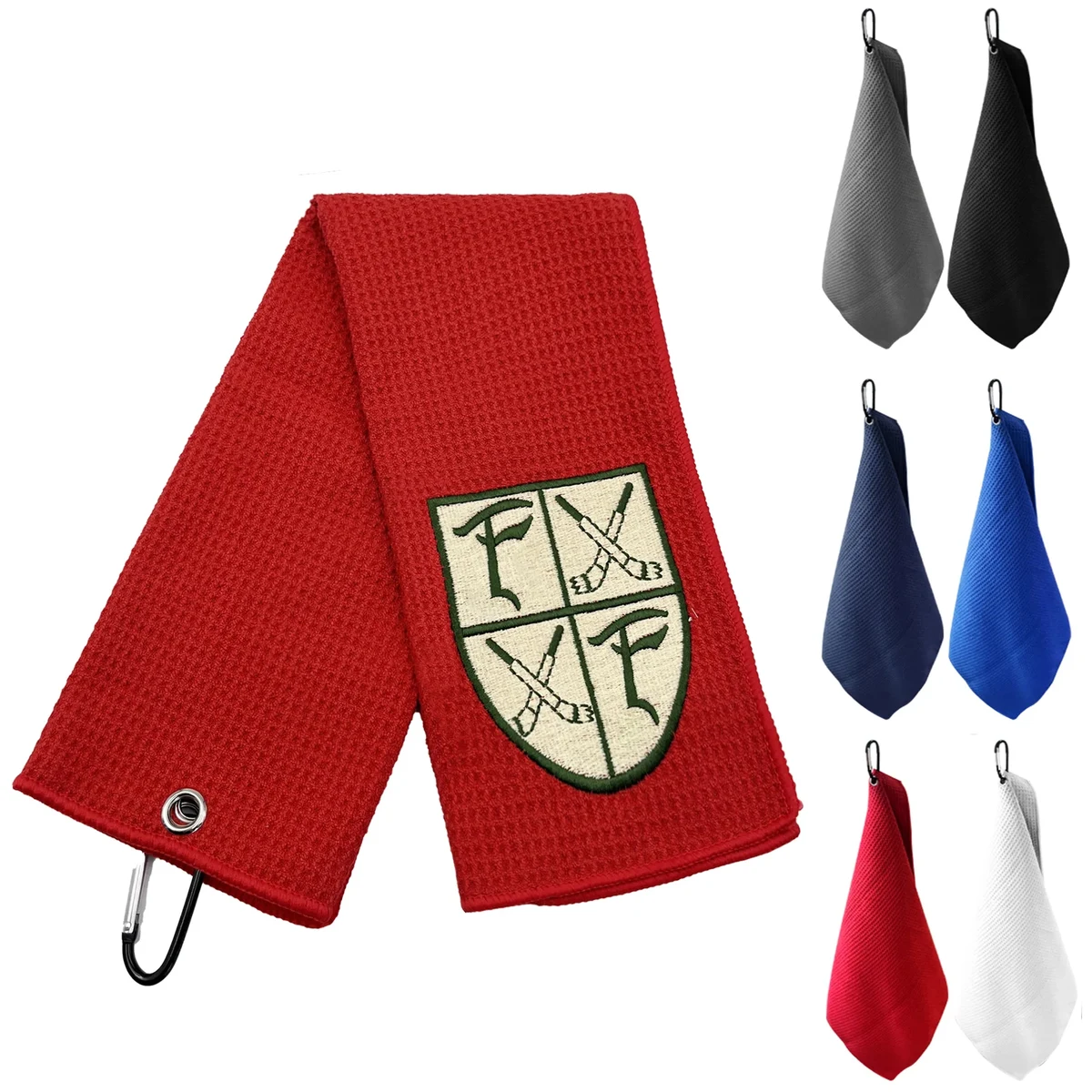 Microfiber Waffle Golf Towel with Carabiner 1
