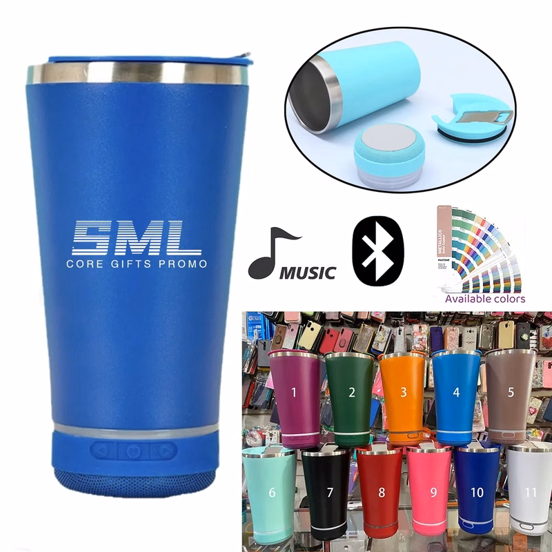16oz Bluetooth Speaker Stainless Steel Insulated Tumbler wit