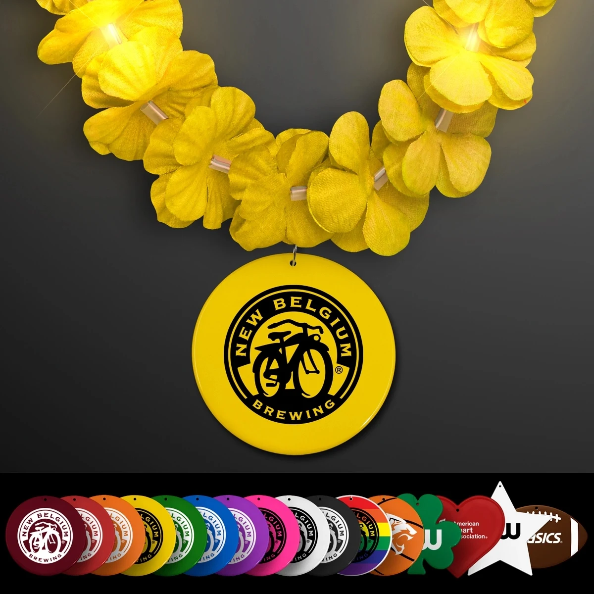 Light Up Yellow Lei with Medallion 1