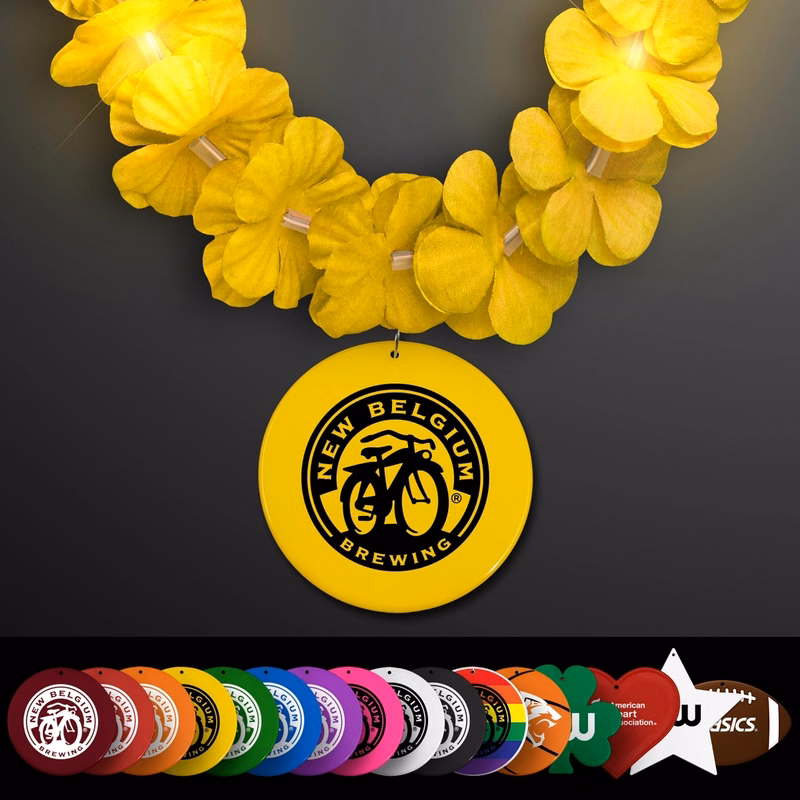 Light Up Yellow Lei with Medallion