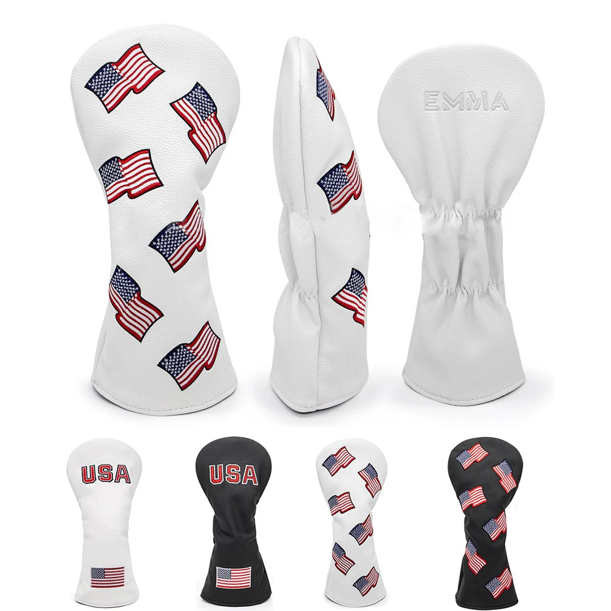 US Flag Patriotism Golf Club Head Covers White 1