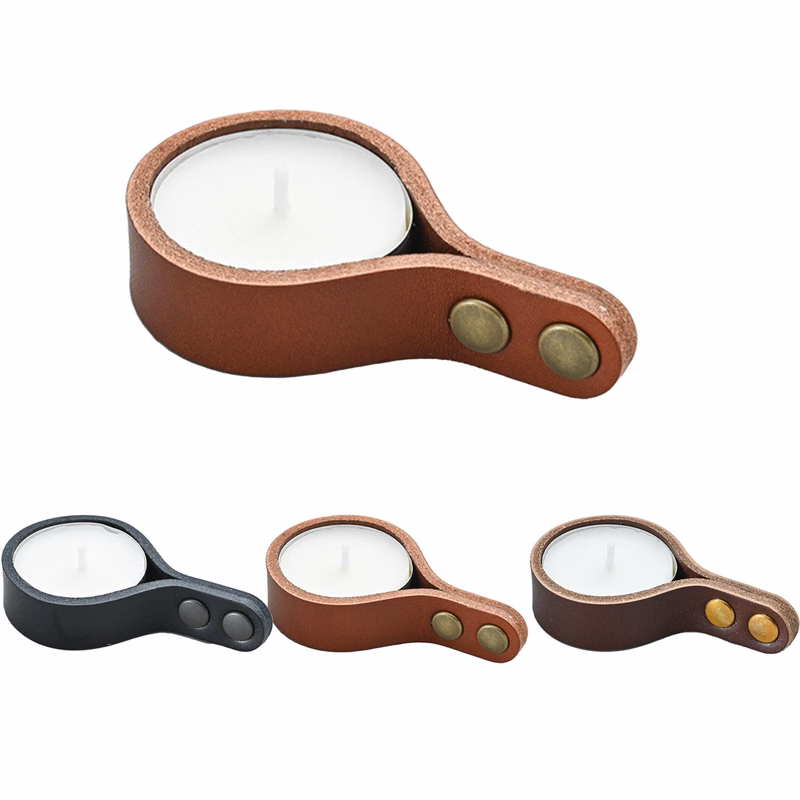 Leather tealight candle holder
