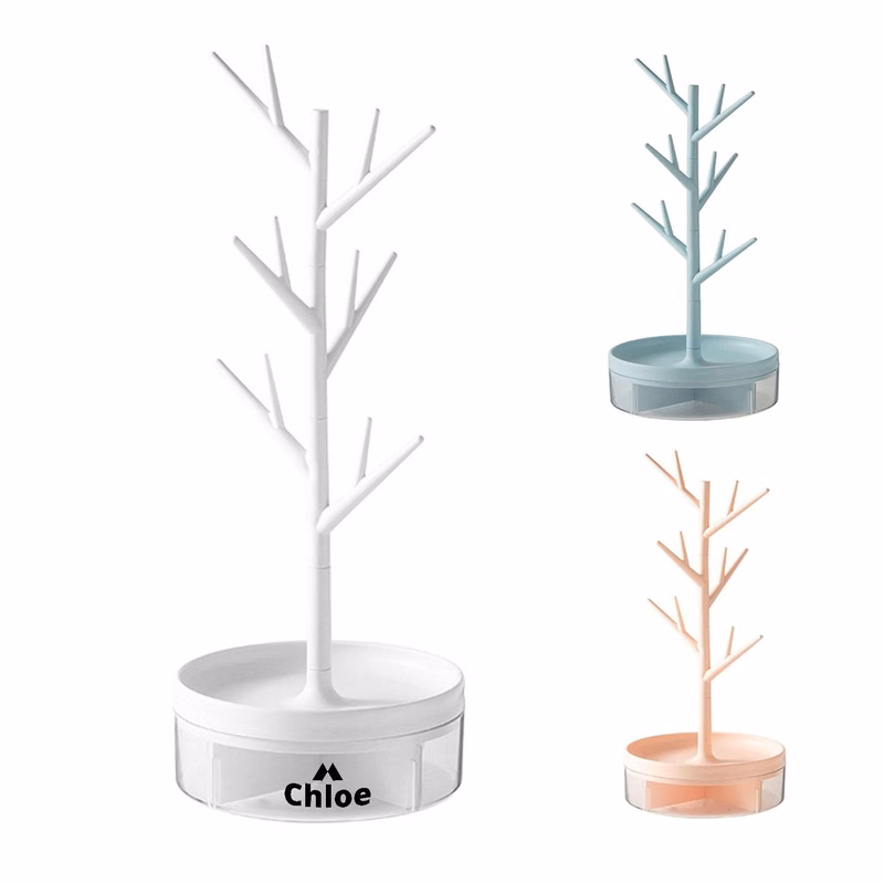 Rotating branch jewelry storage rack