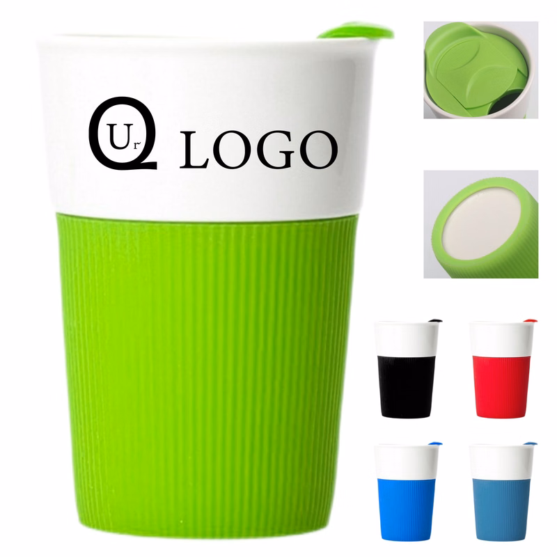 12 Oz Ceramic Cup W/Silicone Sleeve