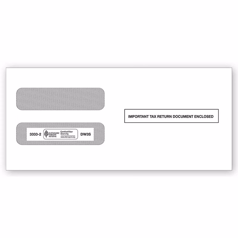 Envelopes, Double-Window, Self-Seal, Laser W-2 - 25/Pk