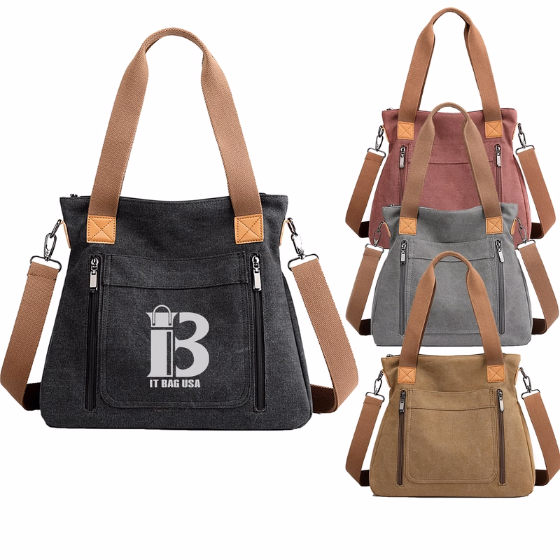 Vintage Canvas Shopping Tote Bag For Women