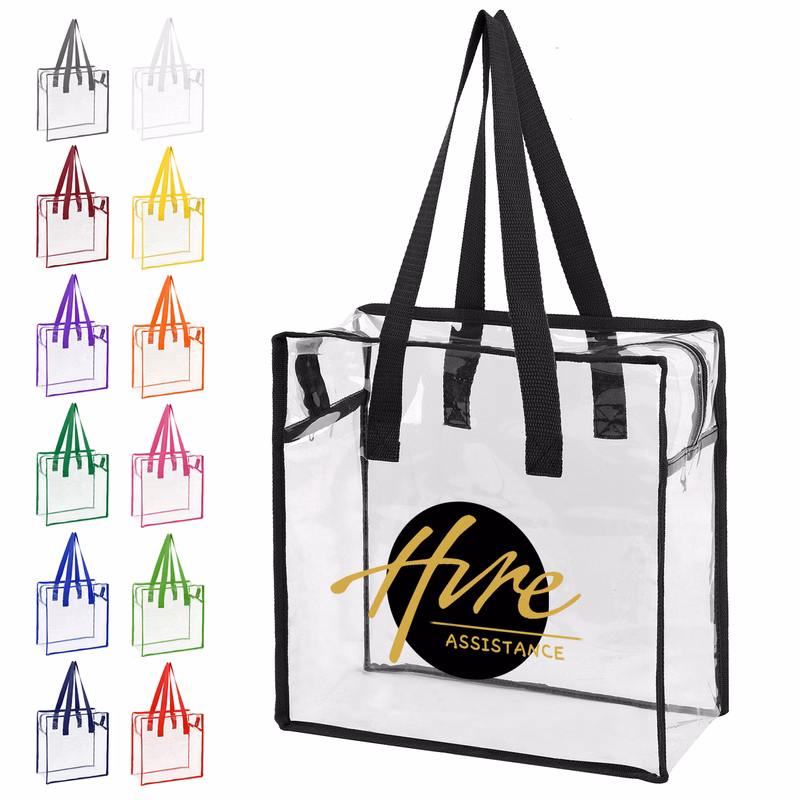Clear Vinyl Stadium Compliant Zippered Tote Bag (Ocean)